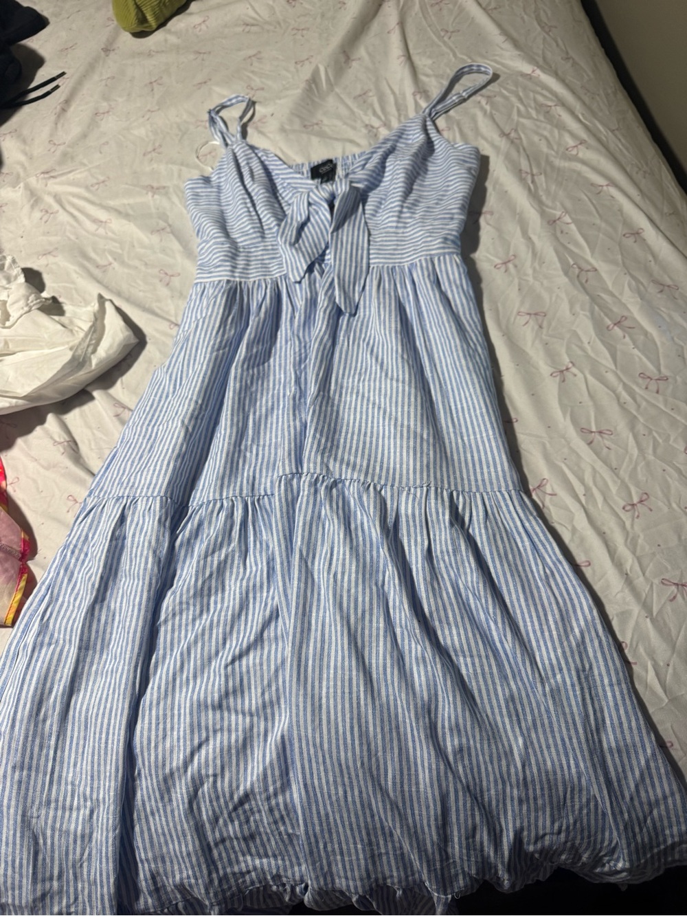 T.J.Maxx Light Blue and White Striped Maxi Dress